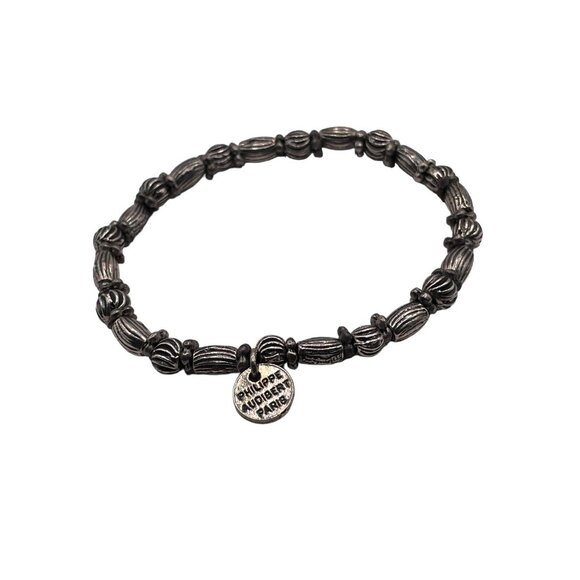 Philippe Audibert Jewelry - Vintage Philippe Audibert Paris Silver tone Beaded Metal Stretch Bracelet Signed